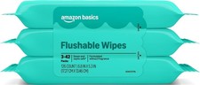 126 Count Amazon Basics Adult Wet Wipes Flushable Fragrance Free 3 Packs of 42