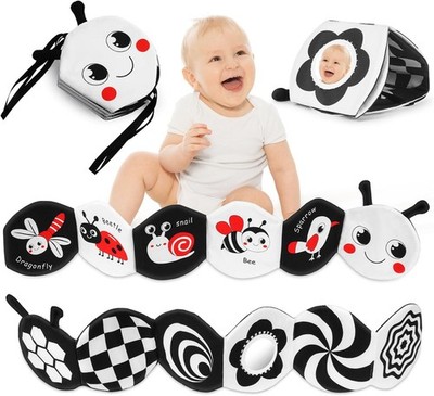 HOTUT Black & White Buch Baby, Kontrastbuch Baby mit Spiegeln, Schwarz Weiß Dopp