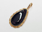 COOL 14k Gold 44x20mm Teardrop Onyx Bamboo Frame Charm Pendant *NO CHAIN* — photo 5