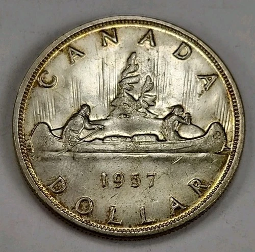 1957 Queen Elizabeth II Canada Silver Dollar - 80% Silver