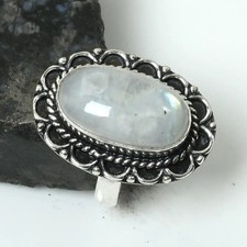 Anello fatto a mano pietra di luna arcobaleno gioiello per unisex misura USA-8 AR 15894