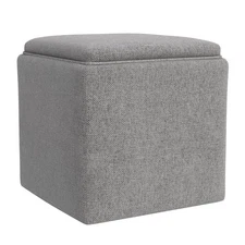 Home Decor Storage Ottoman with Tray Top|Upholstered Modern Square Storage Ot...