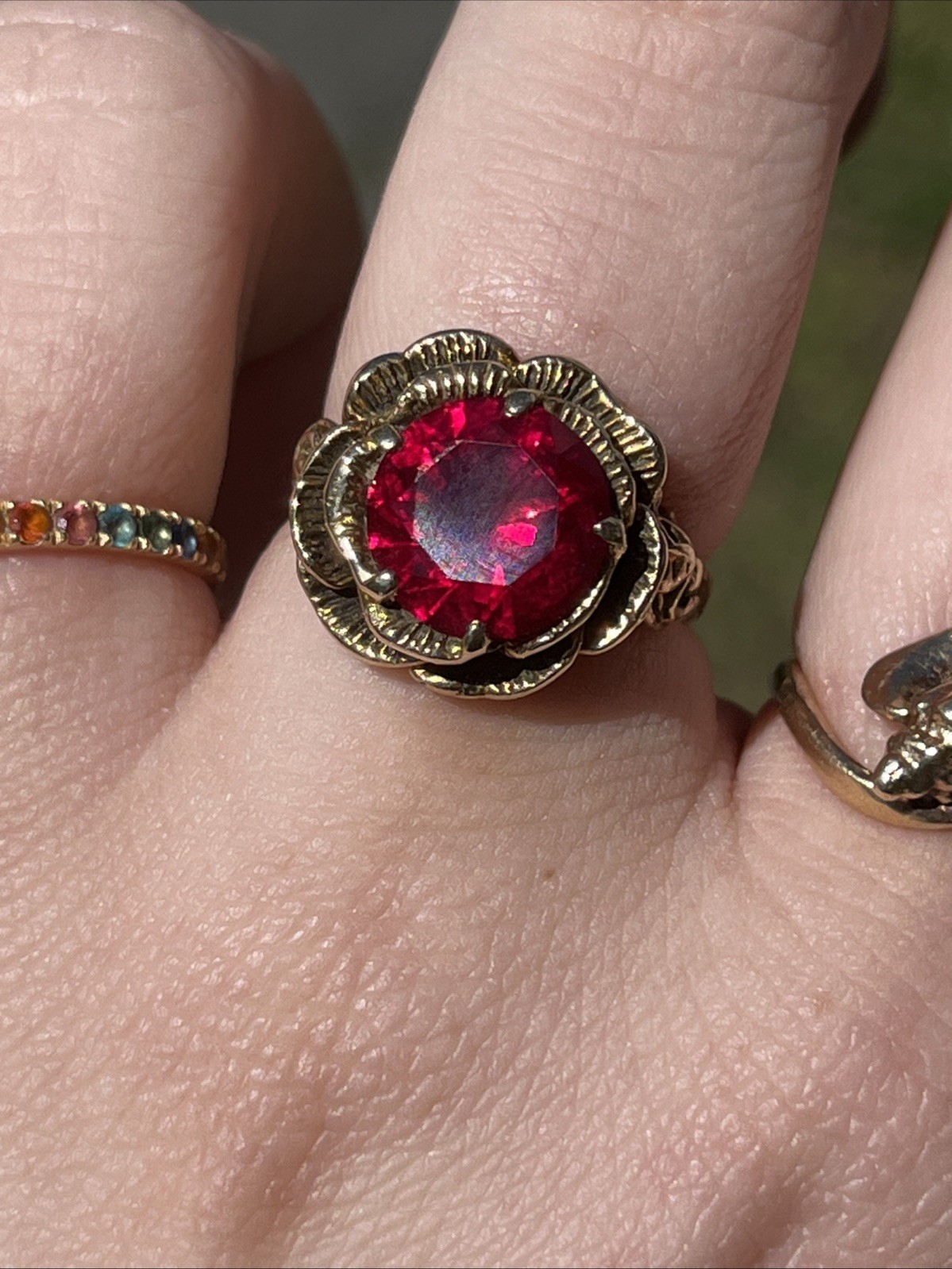 Antique Natural Ruby Rose Ring - image 1