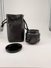 Asahi Pentax Super-Multi-Coated TAKUMAR 50mm f/1.4 M42 Lens w Caps & leather bag