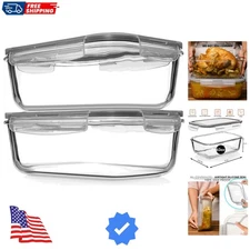 Durable Microwave & Oven Safe Glass Containers - 8 Cups for Meal Prep