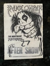 Alice Cooper Satin Backstage Pass - The Nightmare Returns Tour 1986 - Vintage