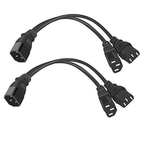 USV Server C14 Auf Dual C13 Y-Splitter Adapter Netzkabel 30 Cm | 2er Pack | Für Computer, Monitore, Server