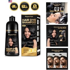 Black Hair Dye Shampoo 3 in 1 Gray Hair Coverage Long Lasting for Women Men