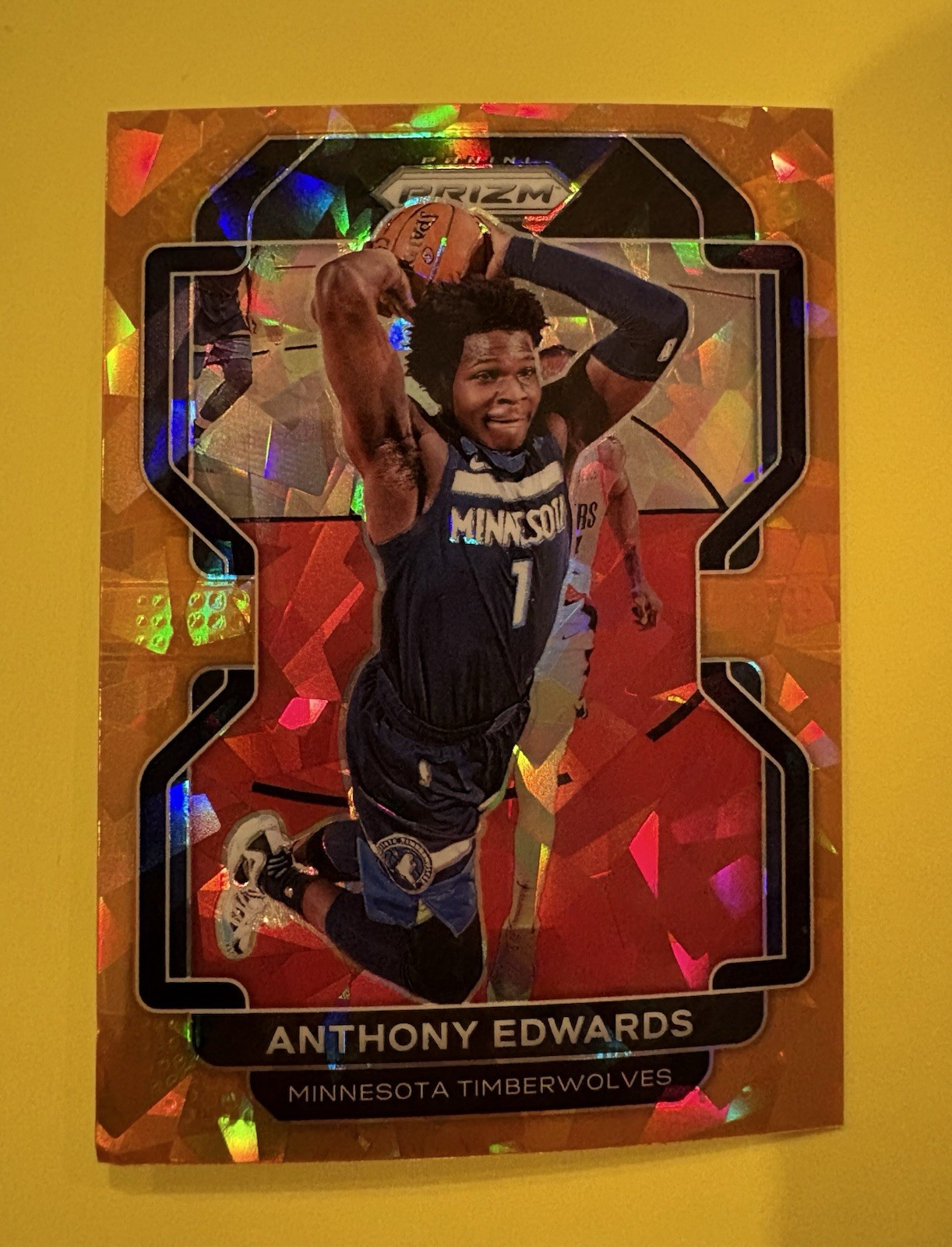 ANTHONY EDWARDS 2021-22 Orange Cracked Ice Panini Prizm #37 TIMBERWOLVES