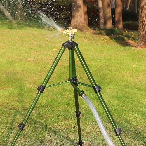  Impact Sprinkler on Tripod Base with Stakes, 360 Degree Large Area Coverage 1