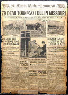 1917 St. Louis Newspaper Front Pages - Deadly Missouri Tornado Outbreak