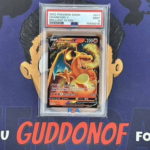 PSA 9 MINT 2022 Pokemon Brilliant Stars CHARIZARD V #017 Ultra Rare Holo