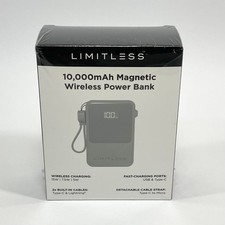 Limitless 10,000mAh Magnetic Wireless Power Bank Silver Charger Wireless New