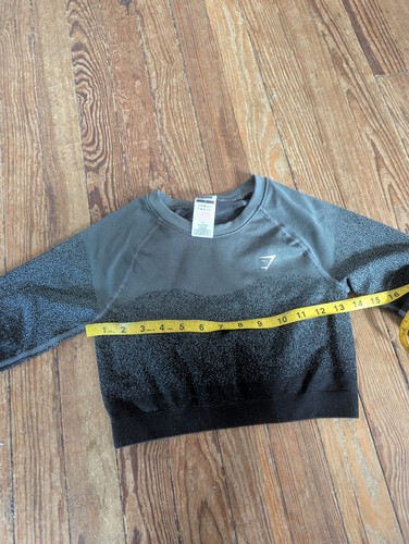 Gymshark Adapt Ombre crop top senza cuciture manica lunga taglia S nero grigio - Foto 3 di 9