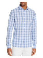 Designer Brand Mens Navy Tartan Plaid Collared Button Down Shirt M