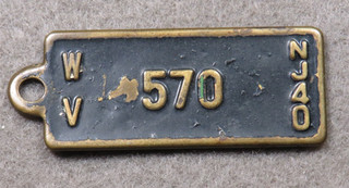 NEW JERSEY 1940 MINIATURE ADVERTISING LICENSE PLATE GOODRICH TIRES KEY TAG