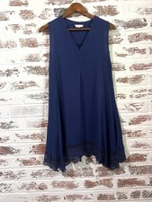 Altar’d State Dress Lace Trim Sleeveless V Neck Navy Blue Pleated A Line Sz S