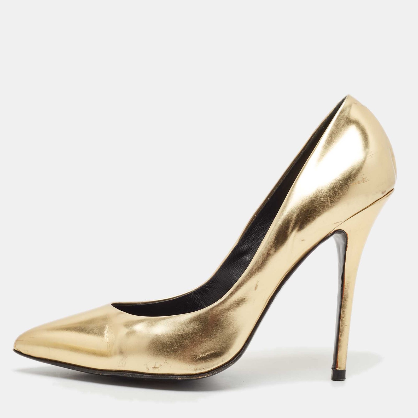 Giuseppe Zanotti Gold Leather Pointed Toe Pumps Size 41