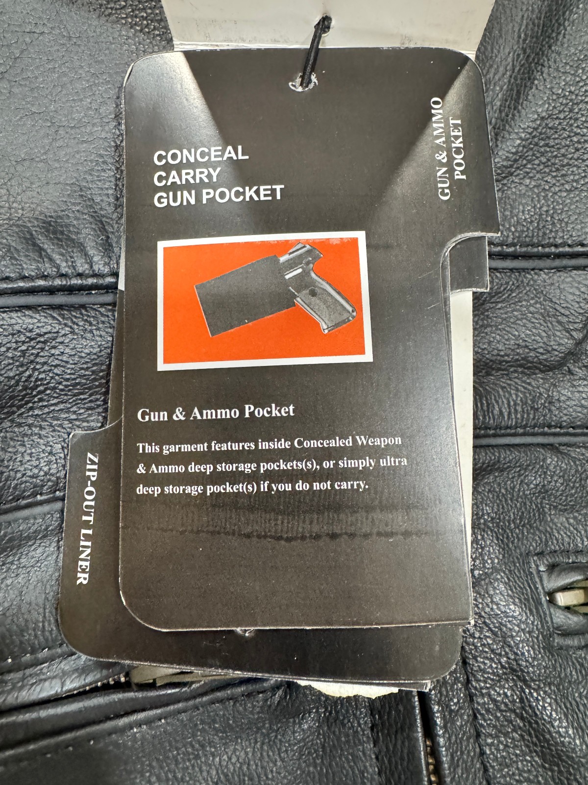 Black Vance Leather Jacket (Men's 3XL) with Conceal Carry Pocket