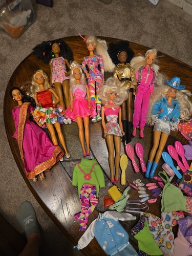 Lot of 9 Barbie Dolls 1960s-Now LOTS of Clothes, Shoes & Accessories.