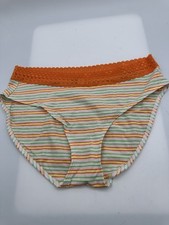 NEW Victoria's Secret Multicolor Stripe Cotton Lace Culotte Hiphugger Panties M