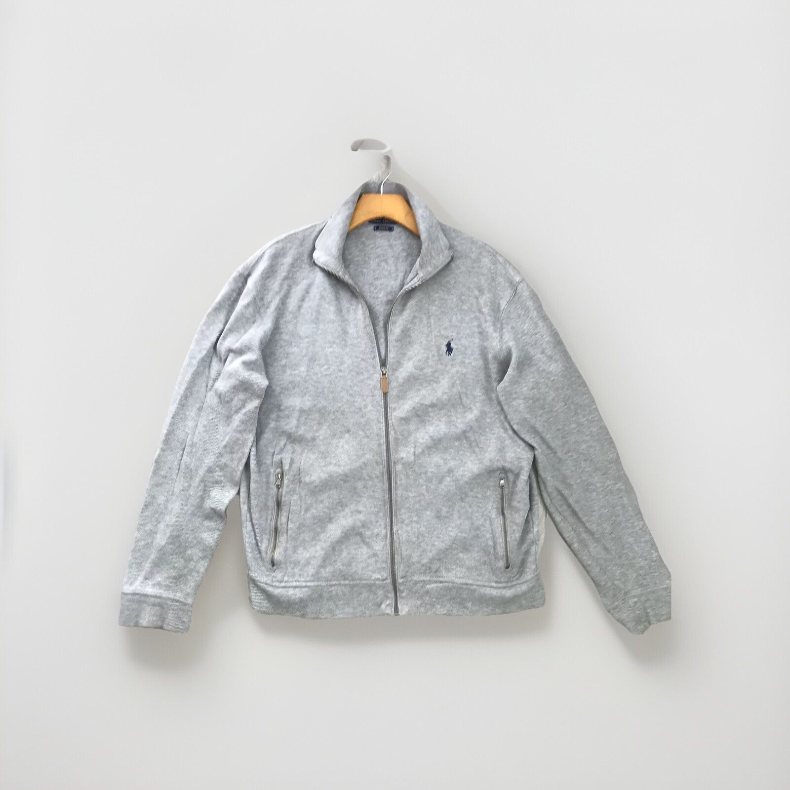 POLO Ralph Lauren cardigan uomo grigio medio erica zip maglia colletto pony