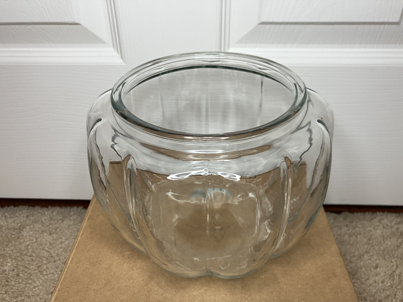 8.5" Clear Glass Pumpkin With Lid Jar eBay