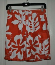The Children's Place Boys Floral Cargo Swim Shorts Elastic Waist Sz 7/8