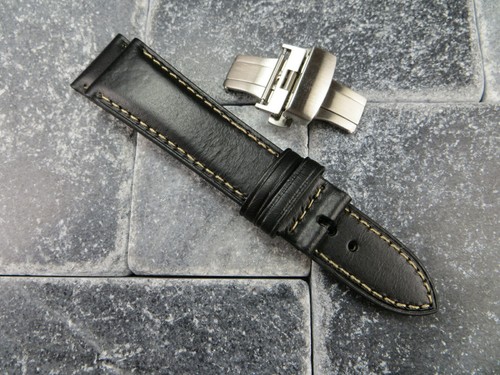 23mm CALF Leather Strap Brush Folding Buckle Watch Band Set LONGINES Black x1 - Imagen 3 de 39