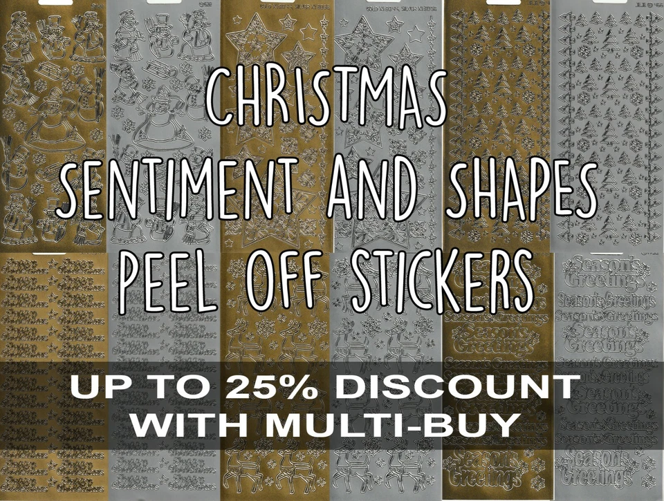 Christmas Peel Off Stickers – Gold/Silver – Crafts, Cards, Scrapbooking