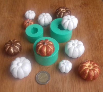 Silikonform Mould Kürbis Mix 3tlg Pumpkin Betonform Seifenform Dekor Halloween