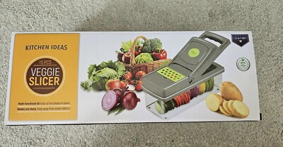 15 Stück GEMÜSEZERKLEINERER, Obst Salat Mandoline Schneider Lebensmittel Würfelschneider 1,2L GRATIS P&P