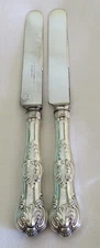 2 DOMINICK HAFF STERLING KING 9 1/2" FRENCH BLUNT DINNER KNIVES EX-CONDITION