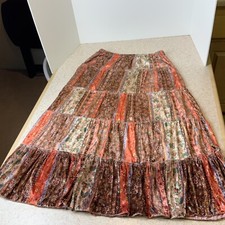 VTG 1970  s Hana Handmade Velvet Boho Festival Women  s M Satin Lined Skirt