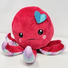 Red Octopus HugFun Plush Multicolor Tentacles 12" Blue Heart - Free Shipping