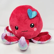 Red Octopus HugFun Plush Multicolor Tentacles 12" Blue Heart - Free Shipping