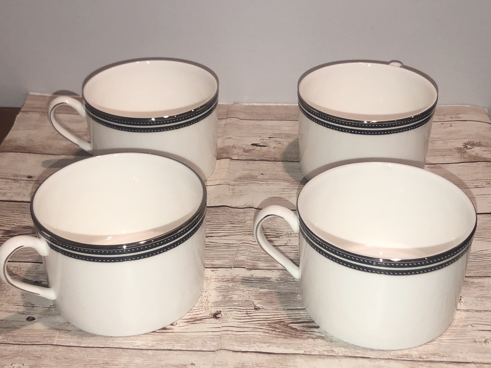 Kate Spade Union Street Lenox Cup Mugs Set Of 4 Bone Fine China New, Made in USA