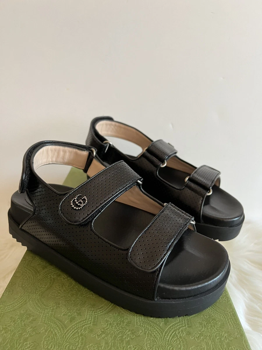 Leather sandals Louis Vuitton x Supreme Black size 9 US in Leather