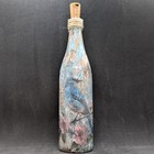 Handcrafted, Decoupage, LED Bottle Lamp with an image of a blue bird