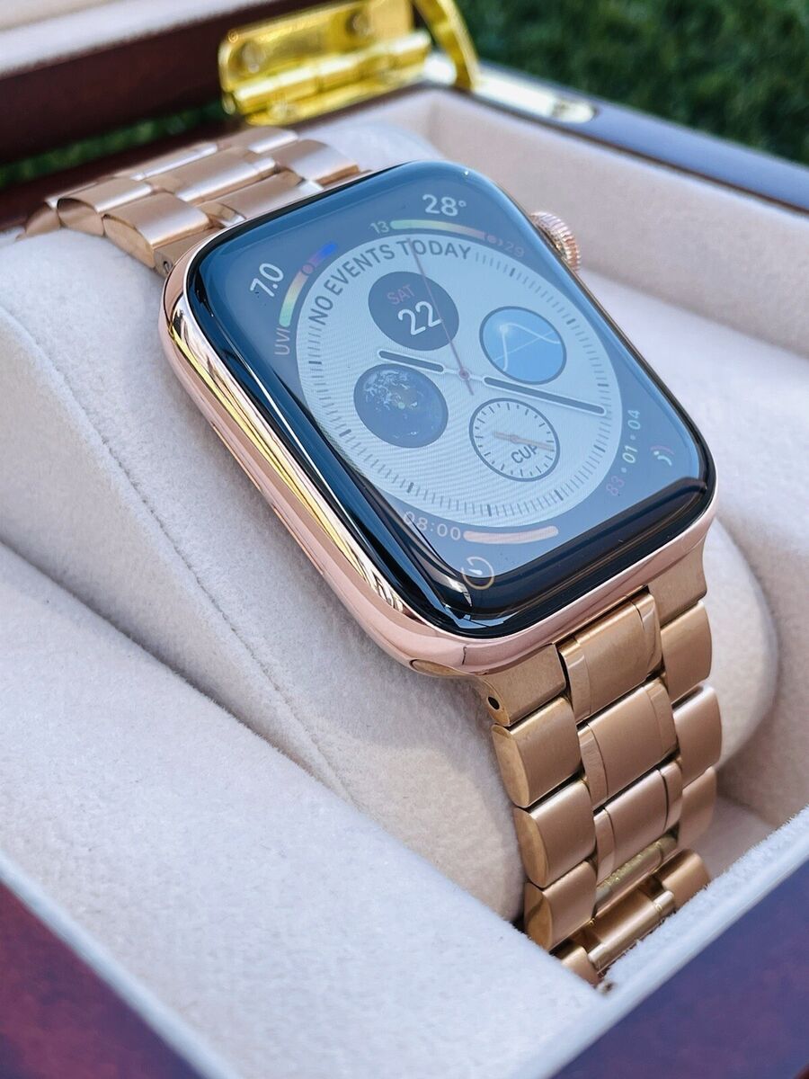 Custom 24K Rose Gold 40MM Apple Watch SERIES 6 Stainless Steel Rose Gold  Link Ba