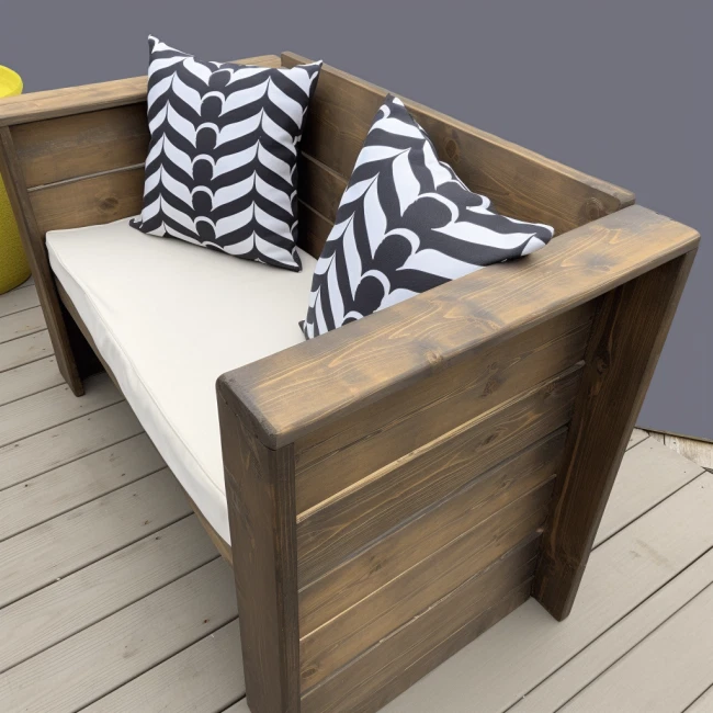 Chunky Farmhouse Sleeper Style Outdoor Wooden Sofa Wooden Outdoor