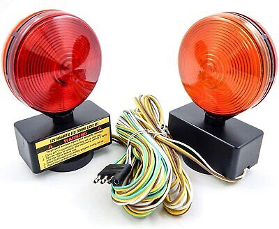 12V Magnetic Towing Trailer Light Kit Amber/Red 
