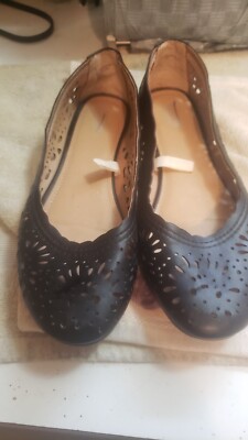 MOSSIMO SUPPLY CO. SHOES WOMENS  7 BALLET FLATS  BLACK LEATHER SLIP ON FREE SHIP