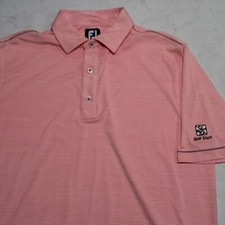 FootJoy ProDry Lisle Salmon Pink White Stripe Golf Staff Polo Logo Stretch NWOT