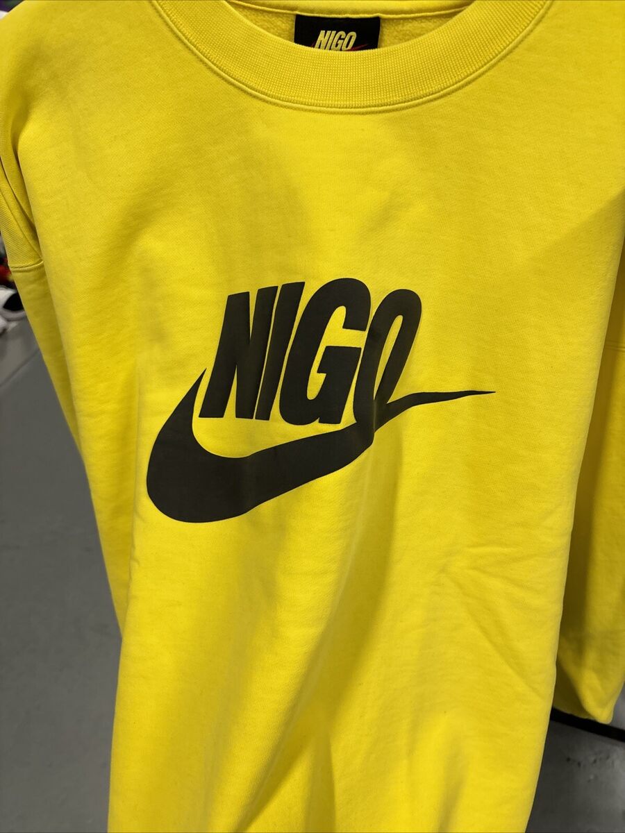 Nike x Nigo Sweatshirt Yellow 2XL Fleece Crewneck Limited Nike x Nigo Sweatshirt Yellow 2XL Fleece Crewneck Limited