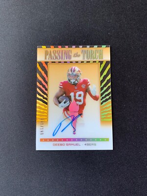 Deebo Samuel 2022/23 Panini Absolute Passing The Torch On Card Auto 18/199 49ers