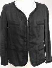 Gerard Darel Black 100% Linen Unstructured Lightweight Jacket 10 Bnwt Rrp £135