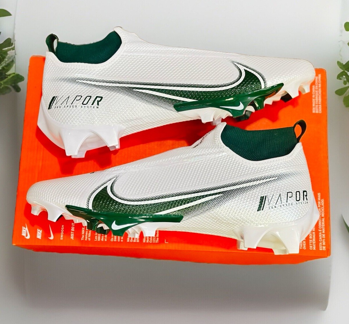 New Nike Vapor Edge Pro 360 P Football Cleats White Green  display picture 3