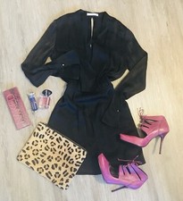 Black Mango Satin Mini Dress In Size XS