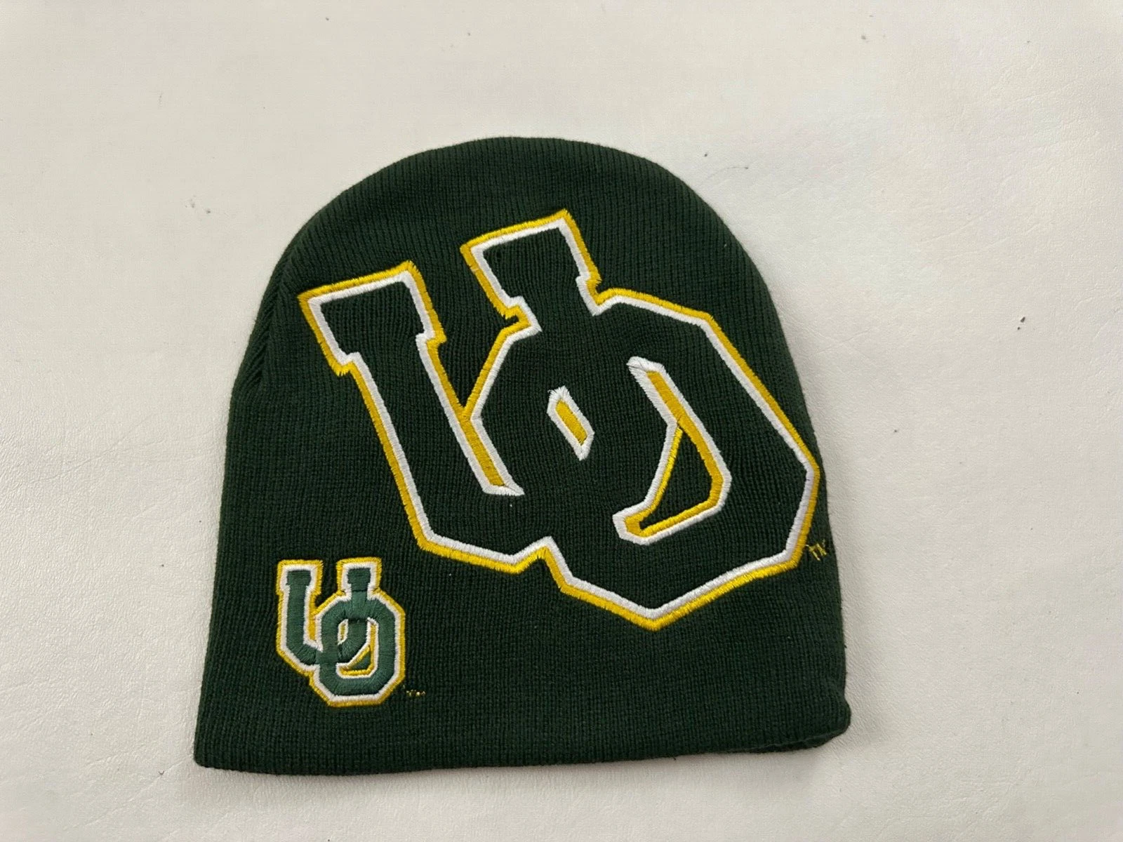 UO Logo Knit Green Beanie One Size
